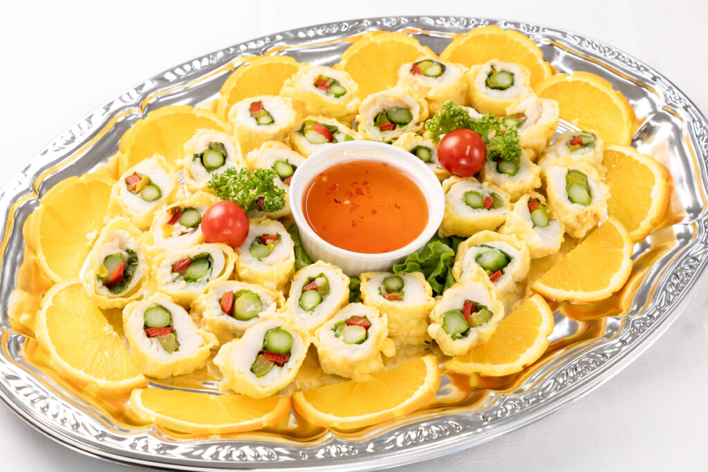 白身魚のアスパラ包み揚げ スイートチリソースのイメージ